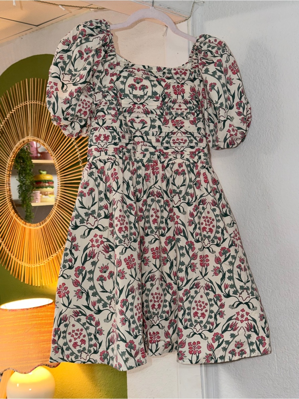 abercrombie kids Emerson dress with pink floral and green vines